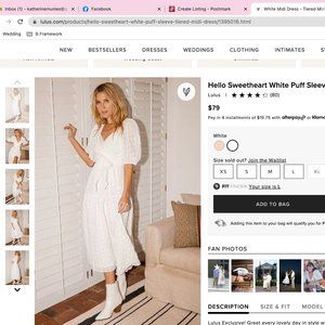 Lulus Hello Sweetheart White Puff Sleeve Tiered Midi Dress